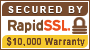 ラピッドSSLにて暗号化通信を行っております。